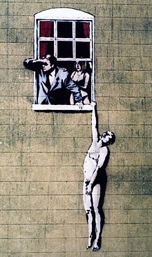 Arte callejero de Banksy en Bristol.  