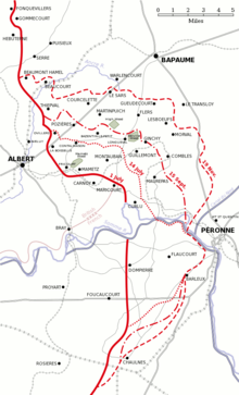 Mappa che mostra il riassunto di come la prima linea è cambiata durante la battaglia