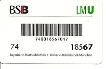 Current user card of the Bayerische Staatsbibliothek