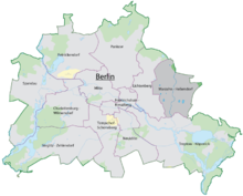 Berliinin kartta, jossa on korostettuna Marzahn-Hellersdorf
