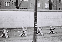 Berlin Wall, Bouchéstrasse, view from the eastern part to West Berlin from a GDR officer's apartment, ca. 1984