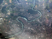 Aerial view Bern, looking southeast, July 2009