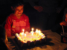 Birthday wish while blowing out candles