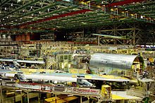 747'ere under fremstilling på Boeing Everett-fabrikken  