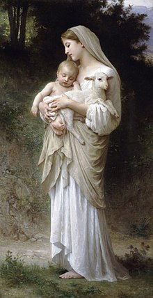 L'Innocence de Bouguereau: Copiii mici și mieii sunt simboluri ale inocenței.
