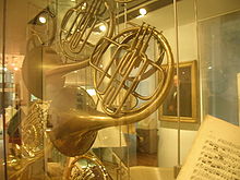 Aubrey Brain's Raoux stempelventilhorn udstillet på Royal Academy of Music.