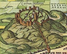 Edinburghin linna sammuneen tulivuoren paikalla, n. 1581.  