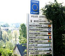 Bressuire a jeho partnerská města.  