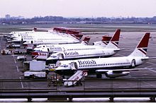 Самолеты British Airways в лондонском аэропорту Хитроу в начале 1980-х годов.