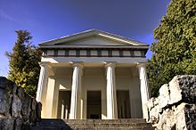 The Belvedere is a lookout point built in 1823 in the Broda Forest on the northwestern steep bank of Lake Tollensee.