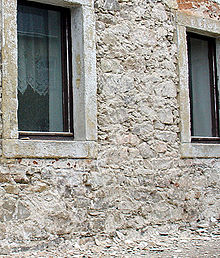 Quarry stone wall unplastered, in the Erzgebirge, (Fürstenau)