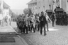 Soldiers on drill, ca. 1895
