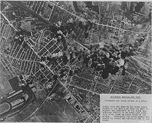 The railway station "Gara de Nord" during the bombing by the United States Army Air Forces on April 4, 1944.