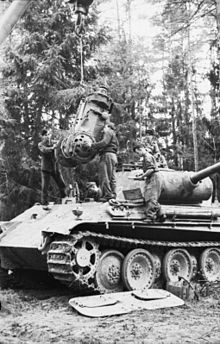 Repair on a tank V, 1944