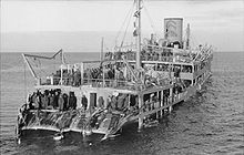 The Soviet troop carrier Josif Stalin, which had run onto a German mine barrage during the evacuation of the Hanko base in December 1941, was half sunk.