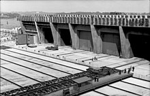 Construction of the submarine bunker in Lorient, April 1942
