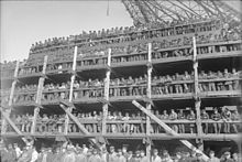 Tribune with workers of the shipyard, 1928