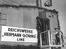 Hermann Göring mounts a decorated steam excavator at the groundbreaking ceremony on May 13, 1938.