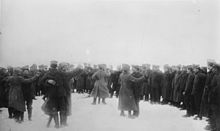 Russian and German soldiers celebrate fraternization during armistice on Eastern Front
