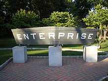 Bagplade af USS Enterprise i River Vale, New Jersey.  