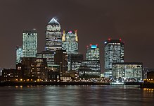 Skyline van Canary Wharf, gezien vanuit het westen  