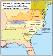 Um mapa das colônias do sul da América Britânica, mostrando as Províncias da Carolina