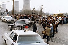 Presidente Jimmy Carter deixando o acidente de Three Mile Island para Middletown, Pennsylvania, 1 de abril de 1979.