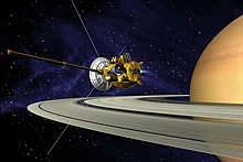 O impresie artistică a lui Cassini pe orbita lui Saturn.