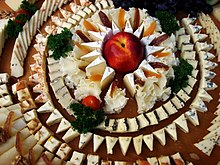 Aperitif platter with soft cheese