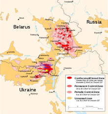 Eine Karte der Cäsium-137-Kontamination im Jahr 1999, ein Jahrzehnt nach der Tschernobyl-Krise. Für die Produktion, den Transport und den Verzehr von Lebensmitteln, die durch den Tschernobyl-Fallout kontaminiert sind, gelten noch immer Beschränkungen