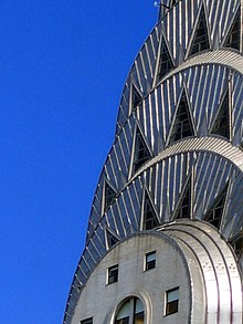 Il pinnacolo del Chrysler Building di New York, l'edificio in mattoni con struttura in acciaio più alto del mondo.