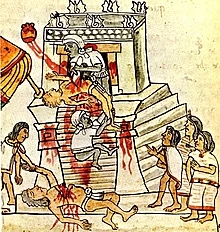 Desenul unui sacrificiu aztec.  