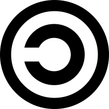 Symbolet for copyleft. Det er et spejlbillede af symbolet for ophavsret.