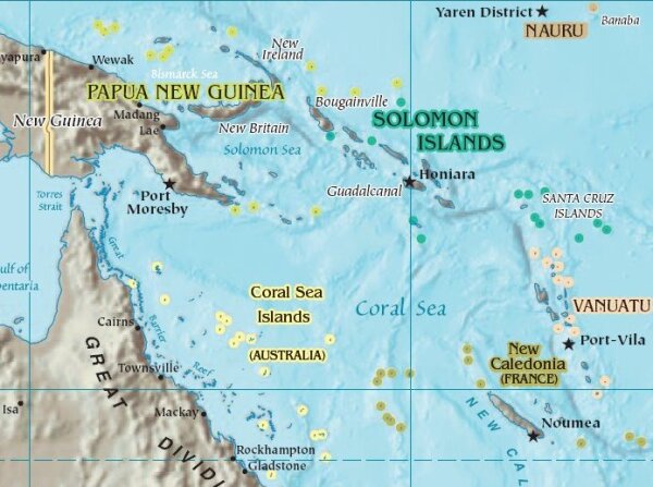 Carte de la mer de corail
