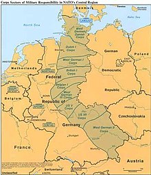 Corps sectors of military responsibility in the NATO Central Area 1984