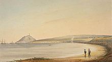 La estación de pesca de Cos en la bahía del Encuentro en 1838, según William Light