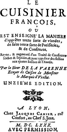Prva stran knjige Le cuisinier françois, La Varenne