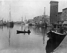 The port of Cleveland in 1870.