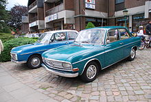 In the foreground an Audi F103, behind it the predecessor model DKW F102. Auto Union GmbH reintroduced the Audi name with the F103 series.