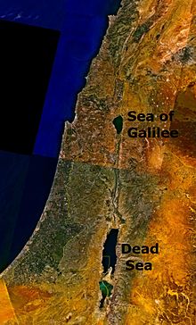 Satelliidipilt Galilea merest ja Surnumerest.