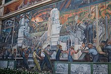 Detail of the north wall of the courtyard in the Detroit Institute of Arts