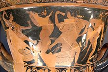 Dionysus with his entourage on a comos. Euxitheos and Euphronios, 510-500 B.C.
