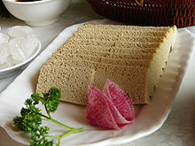 Defrosted tofu cut into pieces