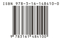 Čárový kód ISBN-13 reprezentovaný jako čárový kód EAN-13 (ISBN 978-3-16-148410-0)