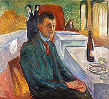 Self-portrait with wine bottle (1906)