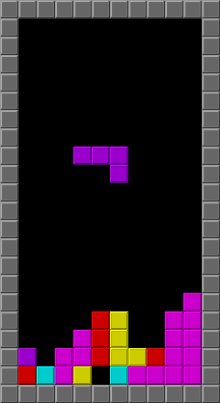 Um campo de jogo de Tetris.