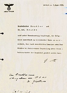 Hitler'in T4 Harekatı için emri