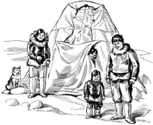 Un disegno di una famiglia eschimese