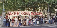 Dimostrazione contro i test nucleari a Lione, Francia.