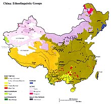Eine Karte der ethnischen und sprachlichen Gruppen in China
